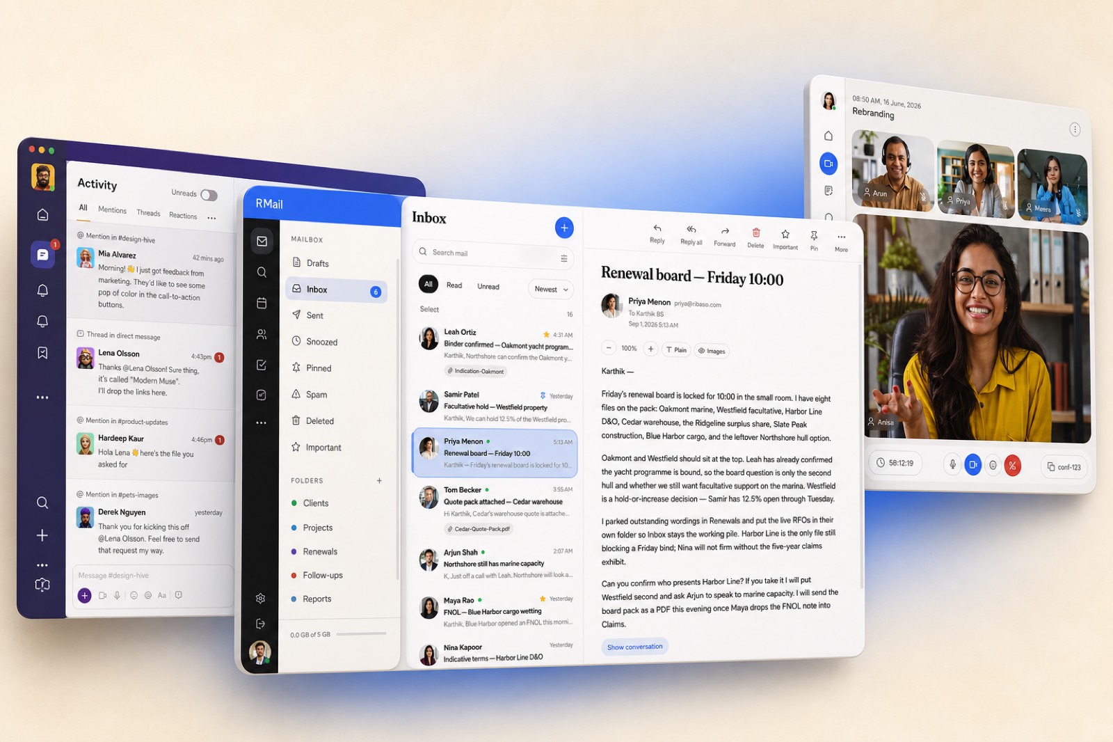 R Mail, R Team, and R Connect in one workspace