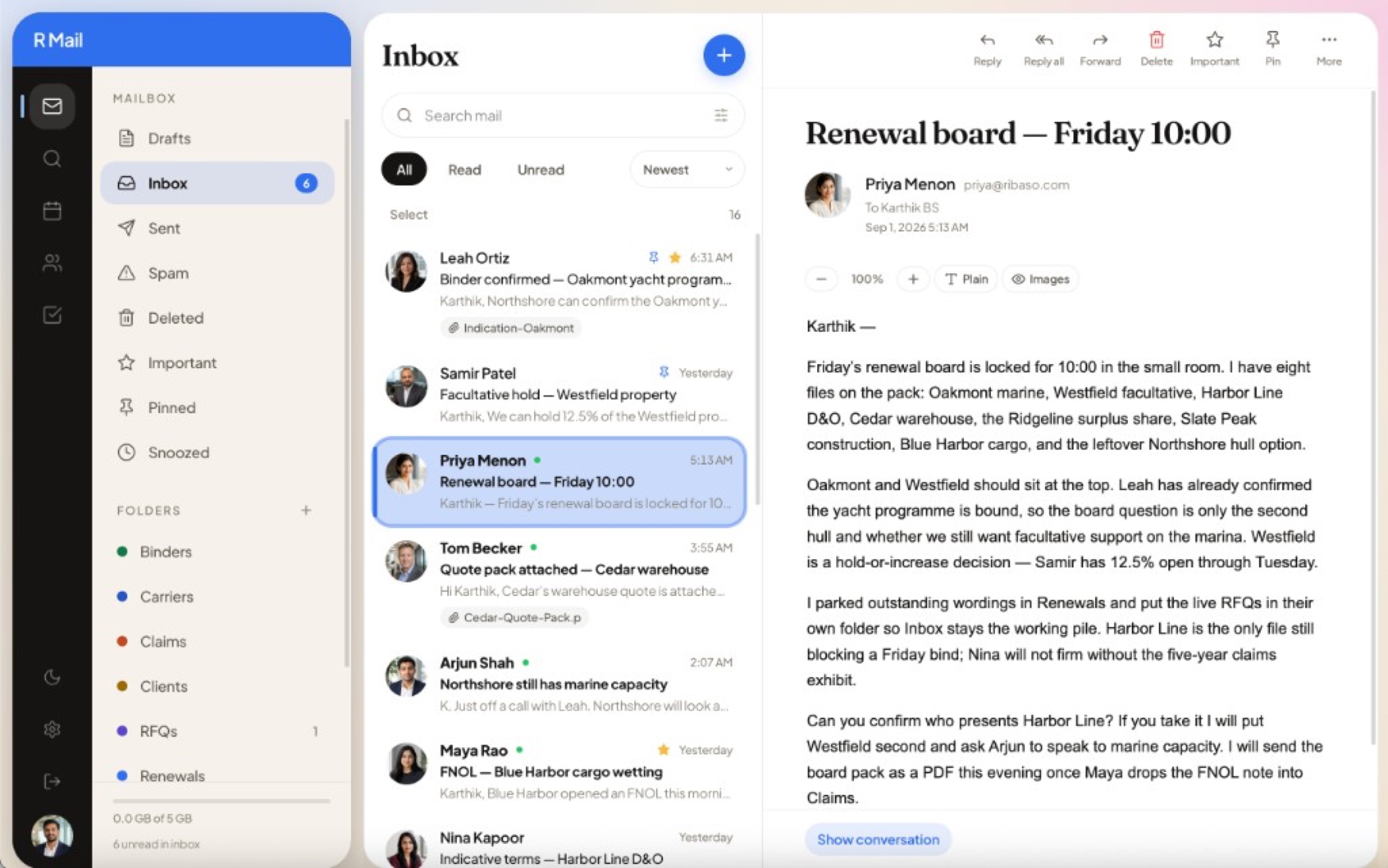 R Mail inbox on a brokerage domain