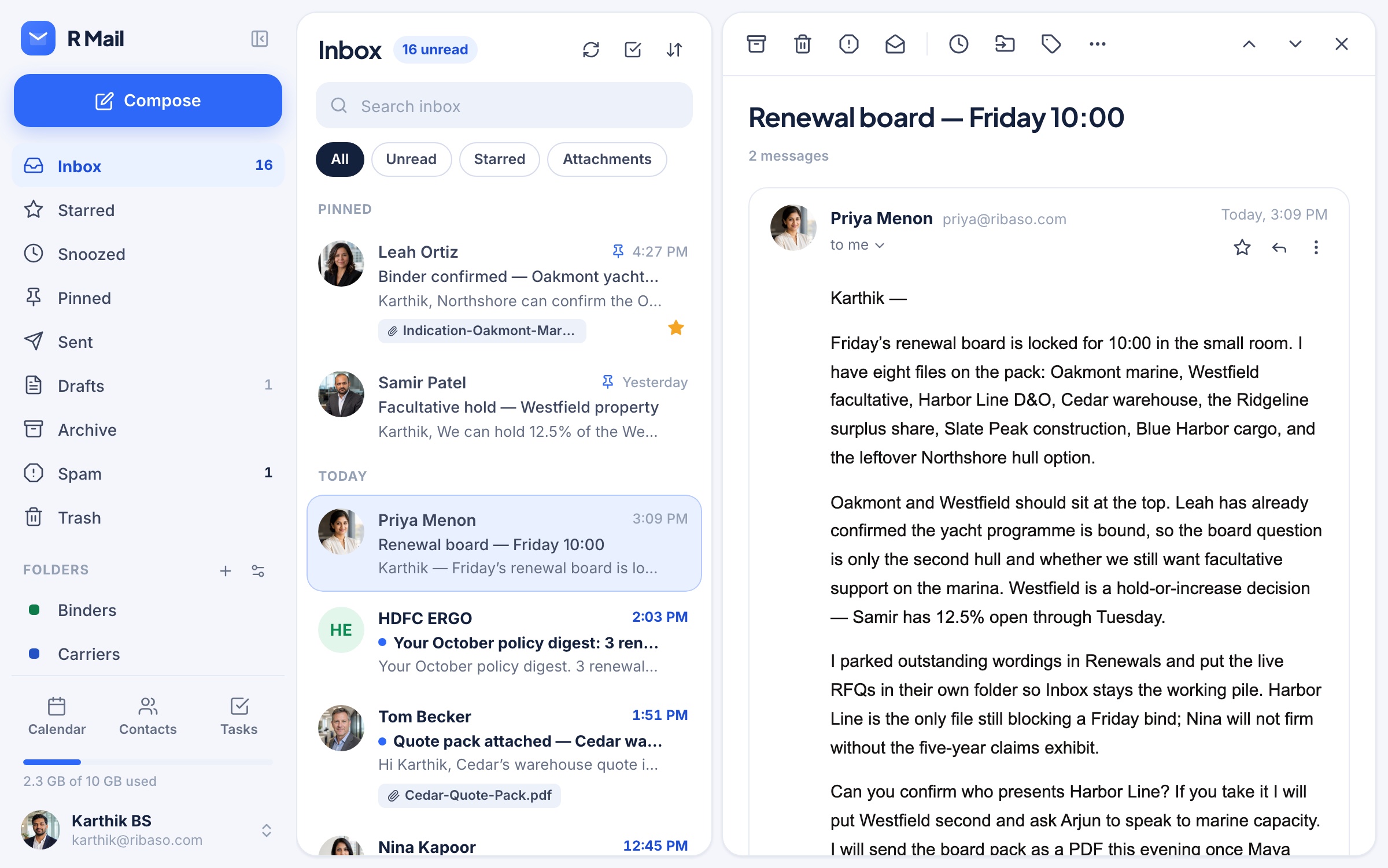 R Mail inbox